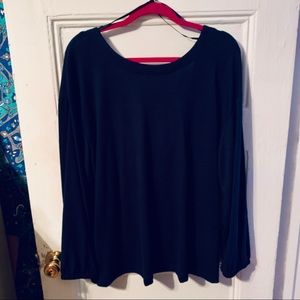 ELOQUII Navy Twisted Back Sweater